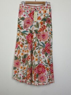Rachel Zoe Floral Wide Leg Pants Floral Sz M